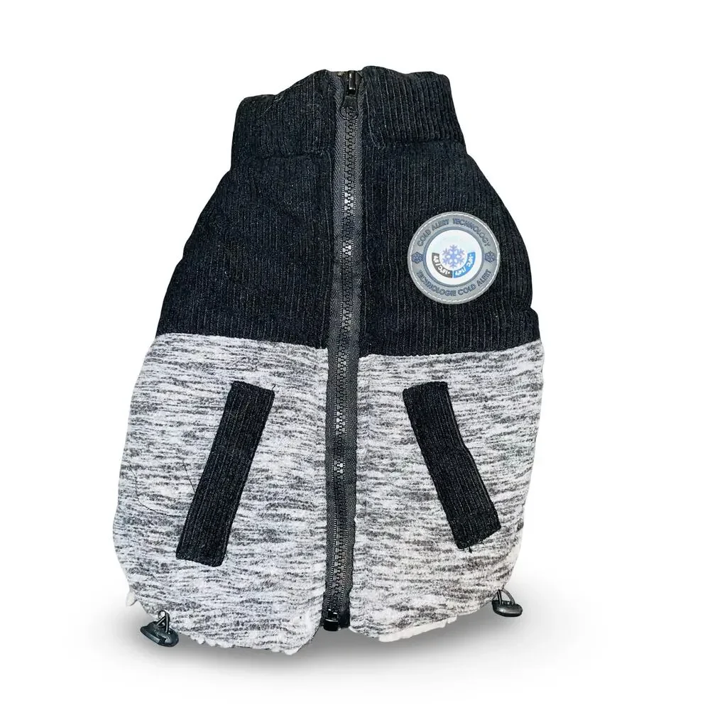 LuvGear Cold Alert Dog Pup Jacket Hoodie XS Gray Insulated Waterproof Pet Winter